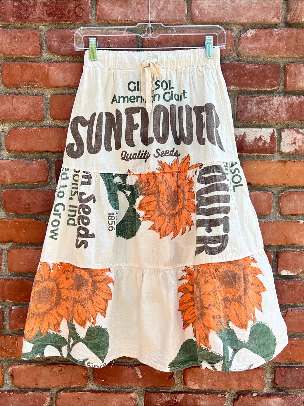 SOLD DO NOT BUY Vintage Sunflower Sack Print Cotton Skirt NWOT